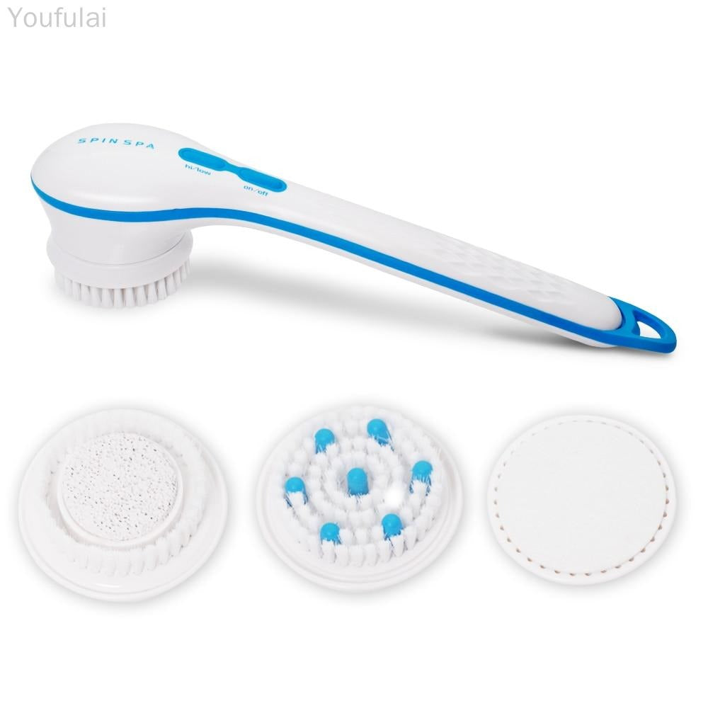 Electric Shower Brush 5-in-1 Spin – Cell Operated Full Body Cleansing & Exfoliating Brush