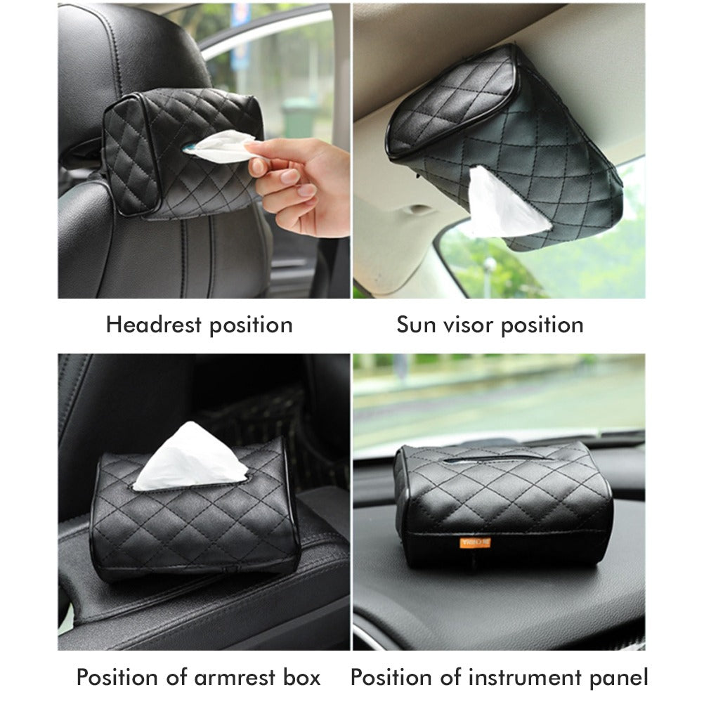 Luxury Leather Car Napkin Holder – Sleek Design, Easy Access & Secure Fit for Tissues