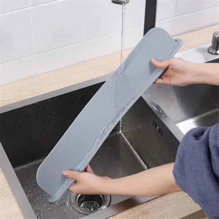 Silicone Sink Splash Guard with Suction Cups | Flexible Water Stopper for Kitchen & Bathroom Sinks
