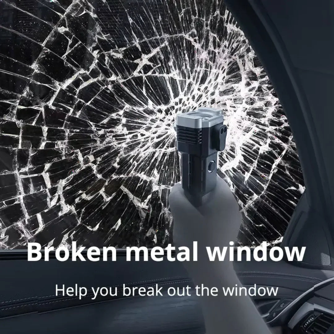 High Power LED Torch Light Rechargeable Flashlight With Tactical Hammer And Power Bank Providing Strong Brightness