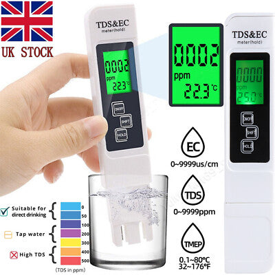 3 In 1 Professional Water Quality Test Pen TDS EC Meter And Temperature Tester With Accurate Measurement And Durable ABS Material