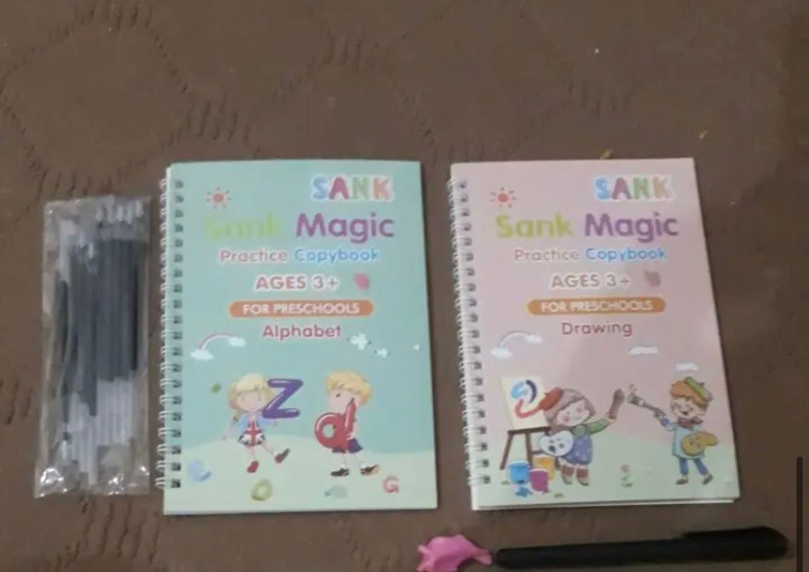 Sank Magic Practice Copybook | 4 Packs Reusable Writing Book | Disappearing Ink Pen