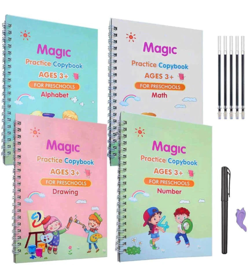 Sank Magic Practice Copybook | 4 Packs Reusable Writing Book | Disappearing Ink Pen