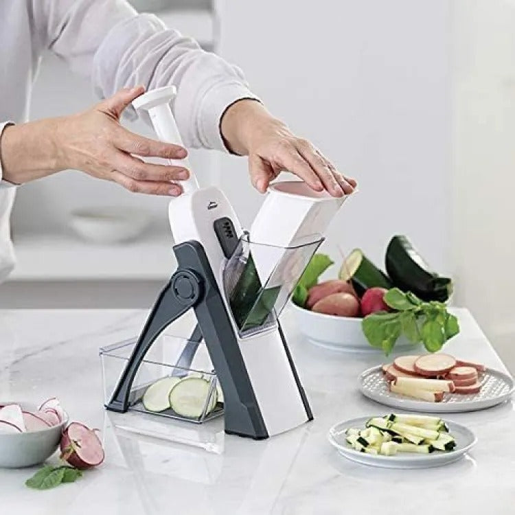 Safe-Slice Vertical Mandoline Slicer – Adjustable Multi-Purpose Vegetable & Julienne Cutter