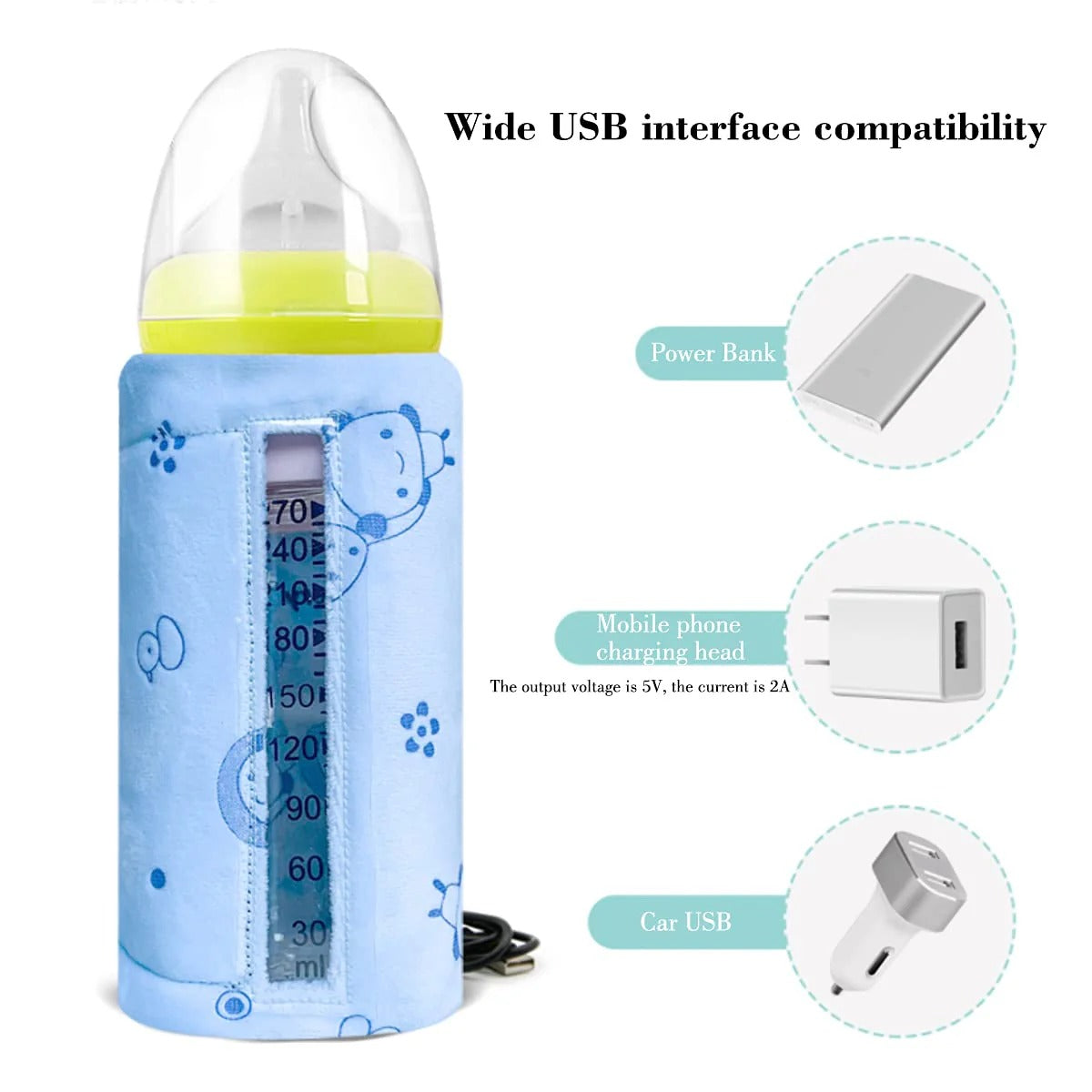 Portable USB Feeder Warmer Pouch | 42°C Constant Heating | Easy‑to‑Carry