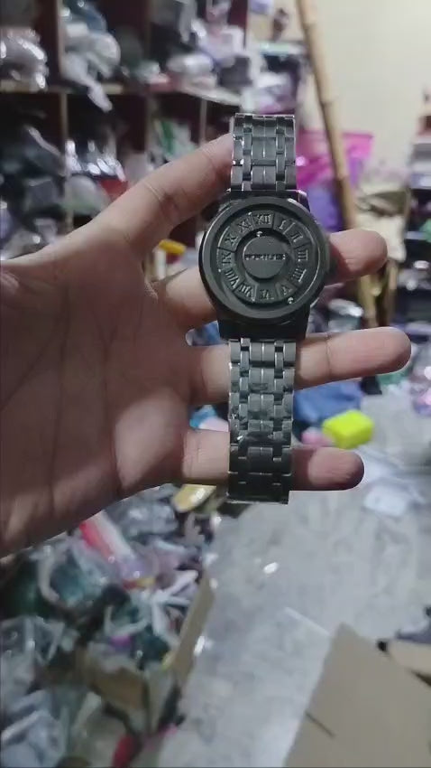 Black Stainless Steel Magnetic Ball Watch Providing Modern Design Everyday Style Support